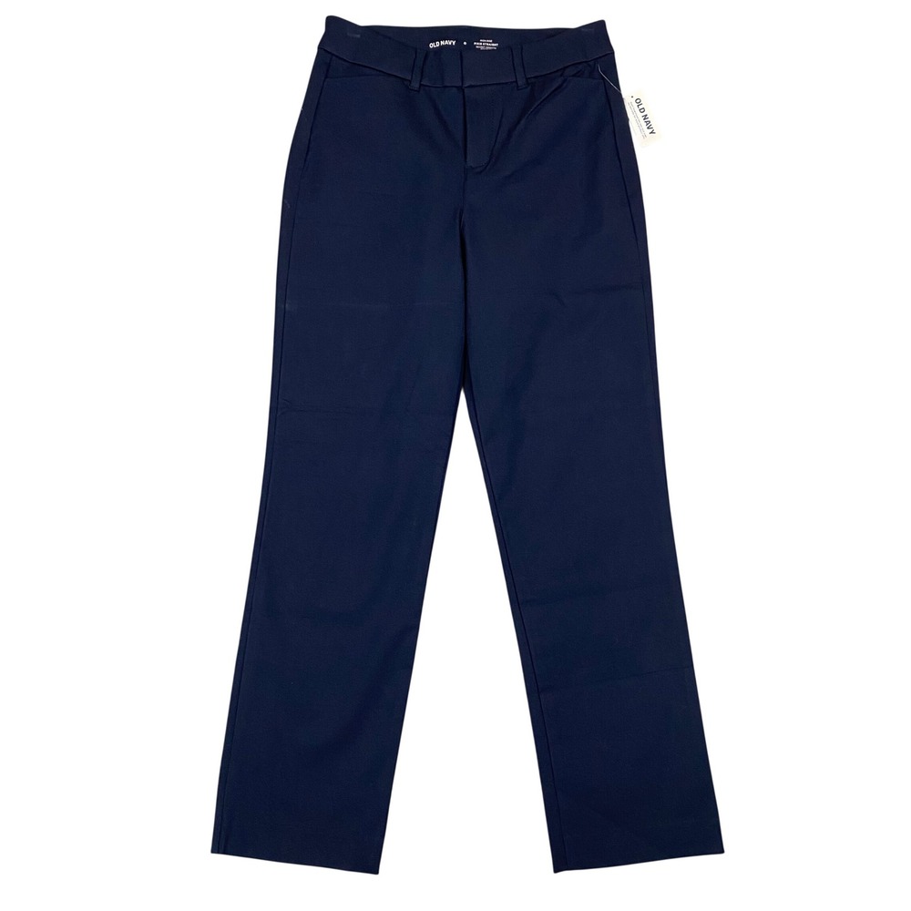 Old Navy Pixie Straight High Rise Stretch Trousers Women 0 Navy Blue NWT